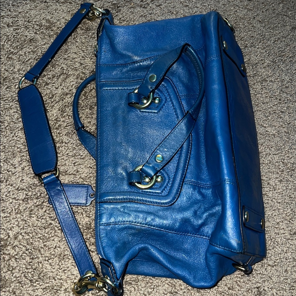 Coach Ashley Leather Satchel Vibrant Blue Shoulder Bag/ Slightly used - Picture 6 of 7
